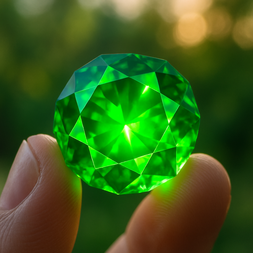 Holding up a glowing gem