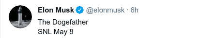 Elon Musk tweets that he is the Dogefather